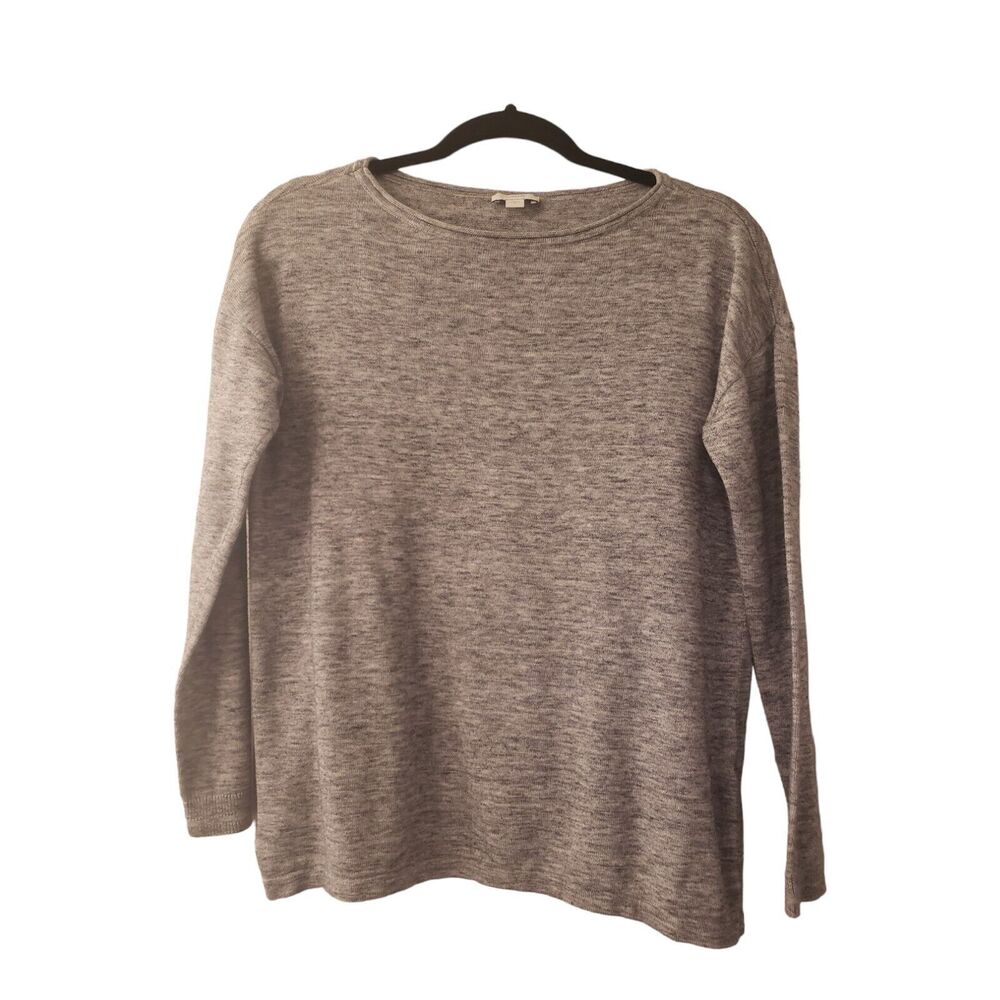 Pure Jill J. Jill Sweater Women Small Gray Heather Cotton Stretch Rolled Collar